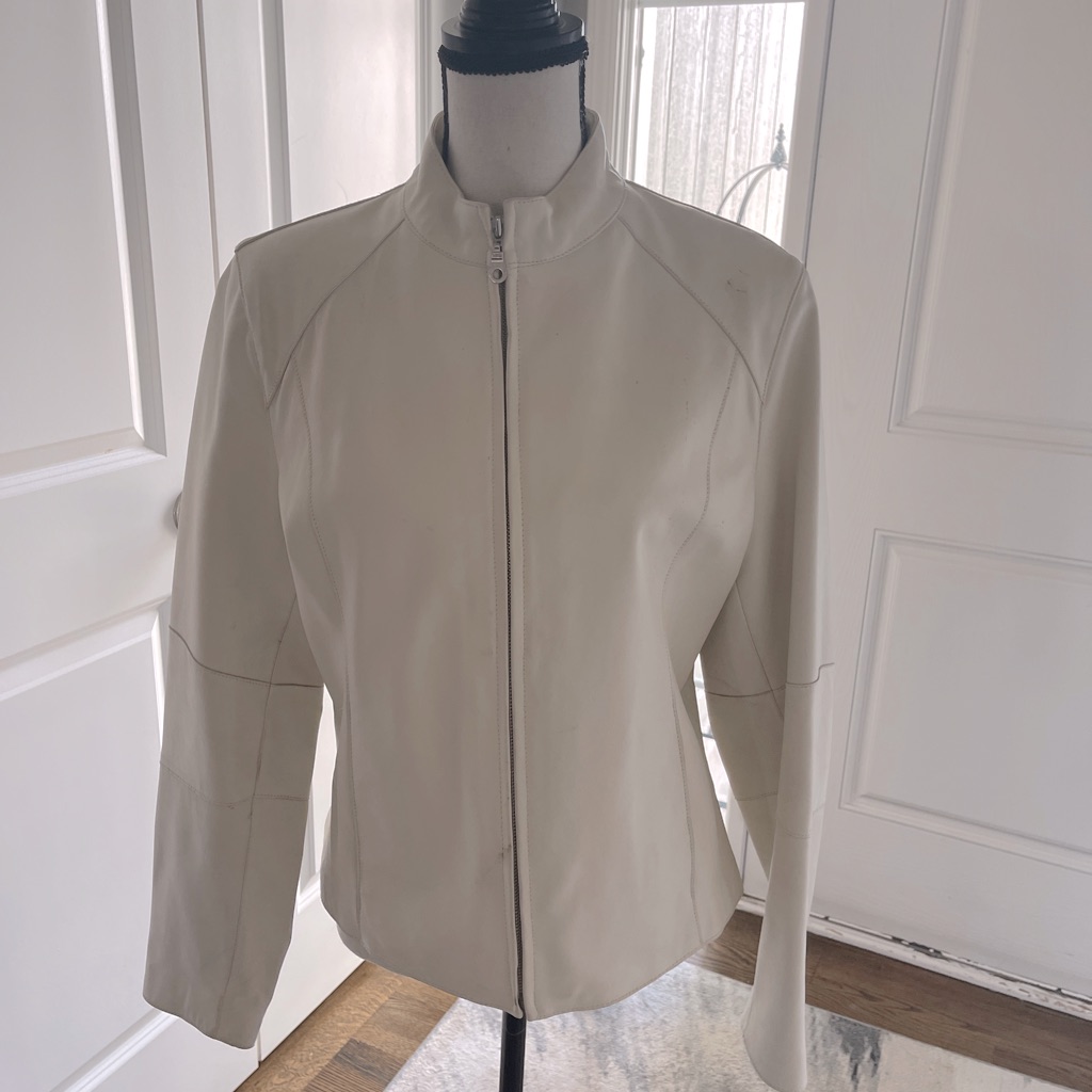 Wilsons Leather Jacket, Cream, Euc Size L